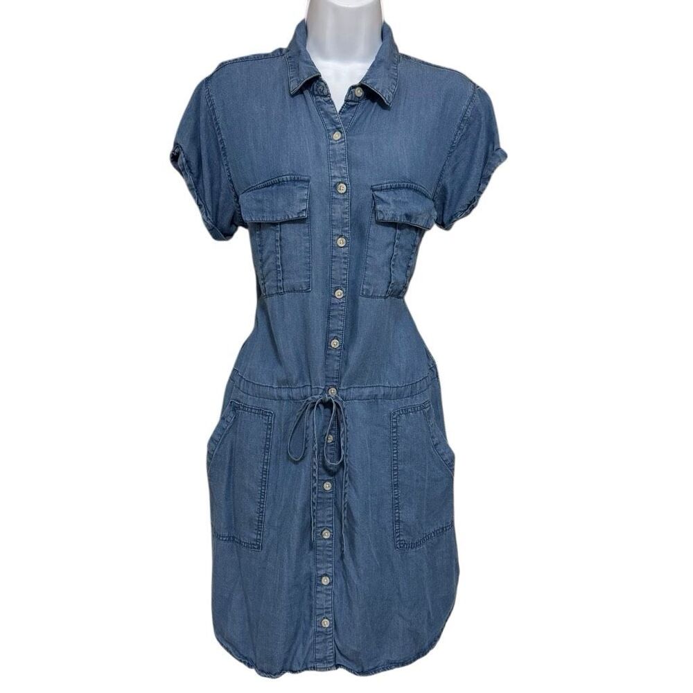 Thread & Supply Denim Blue Button-Front Mini Dress